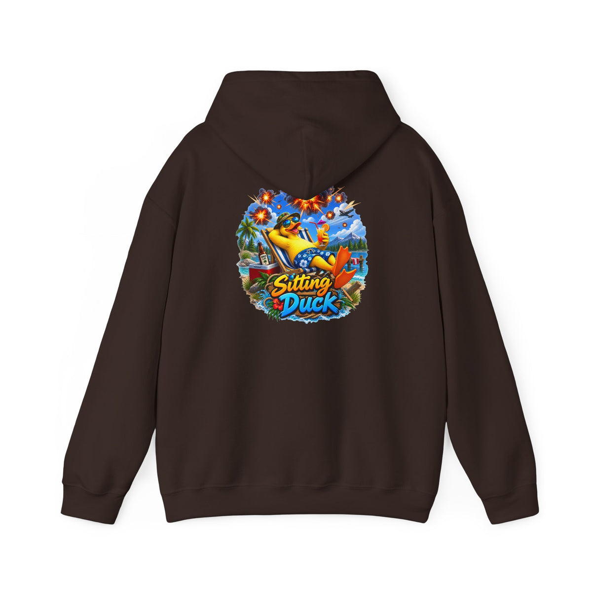 Sitting Duck Graphic Hoodie – Colorful Tropical Duck Illustration