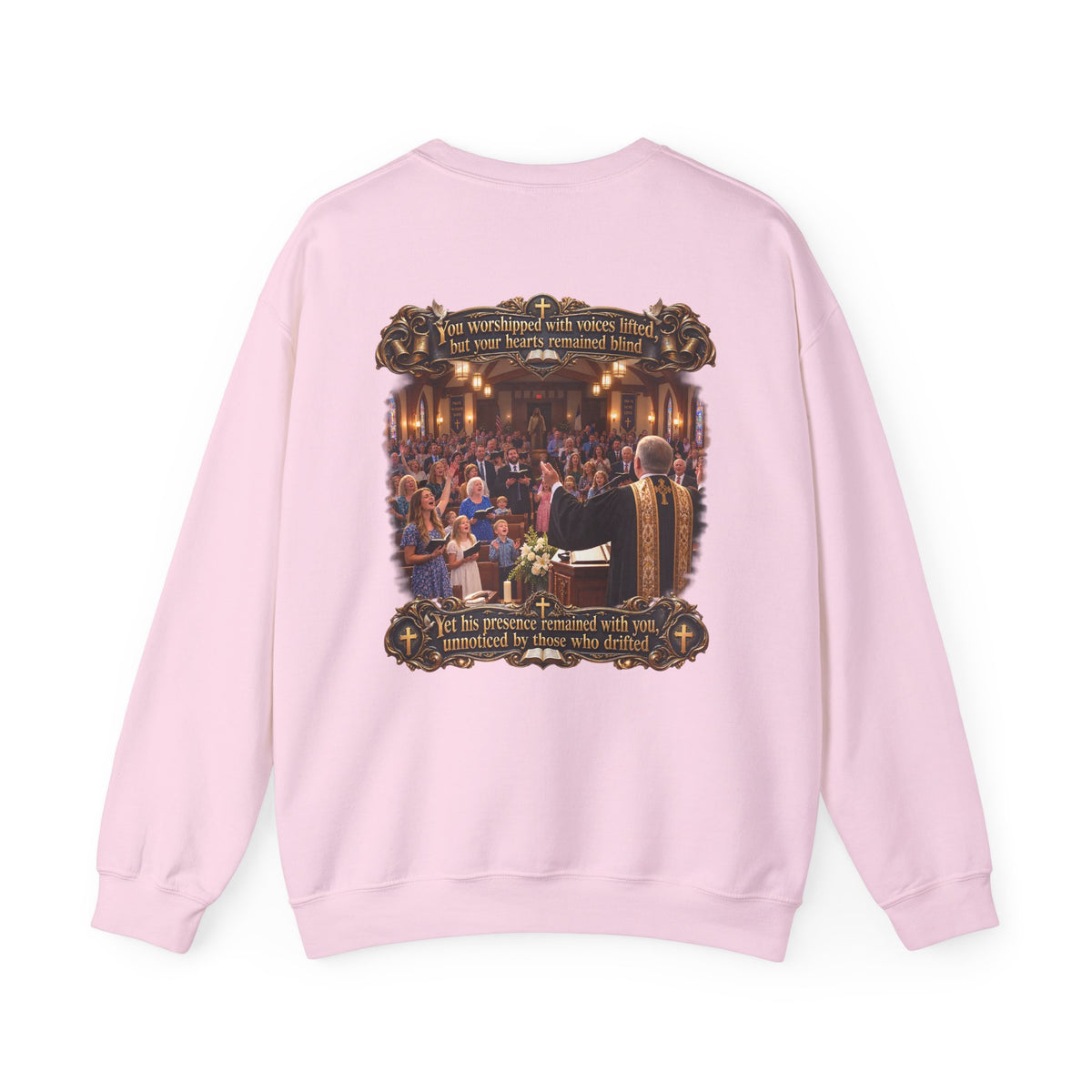 Religious Choir Scene Crewneck Sweatshirt — Church Service Illustration