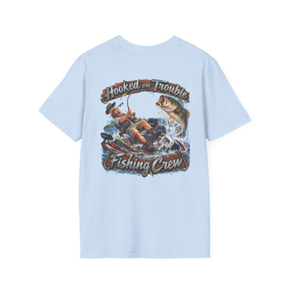 Fishing Crew T-Shirt — "Hooked on Trouble" Graphic T-Shirt - Personalized