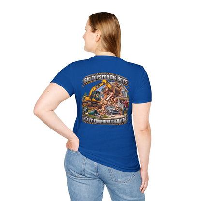Funny Heavy Equipment Operator T-Shirt — "Big Toys for Big Boys" Construction Truck Graphic