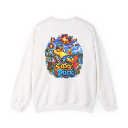 Sitting Duck Graphic Sweatshirt – Colorful Tropical Duck Illustration