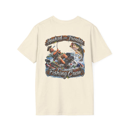 Fishing Crew T-Shirt — "Hooked on Trouble" Graphic T-Shirt - Personalized