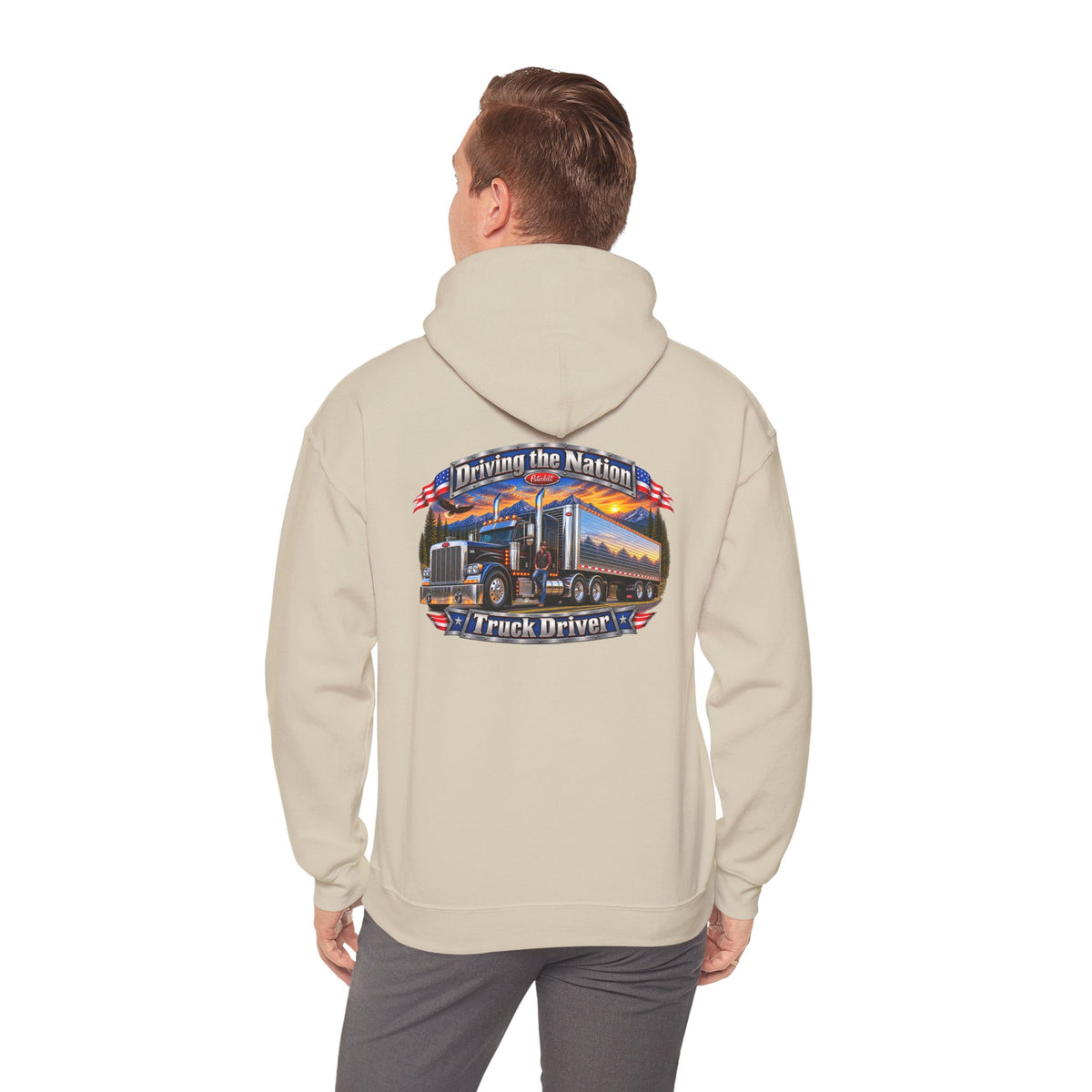 Truck Driver Hoodie — "Driving the Nation" Patriotic Semi-Truck Design - Personalized