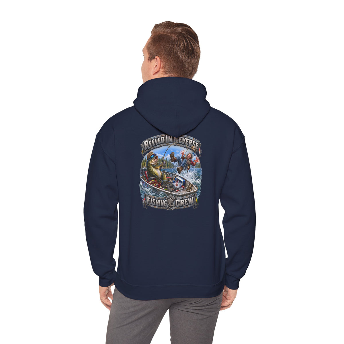 Fishing Hoodie — "Reeled in Reverse" Graphic - Personalized