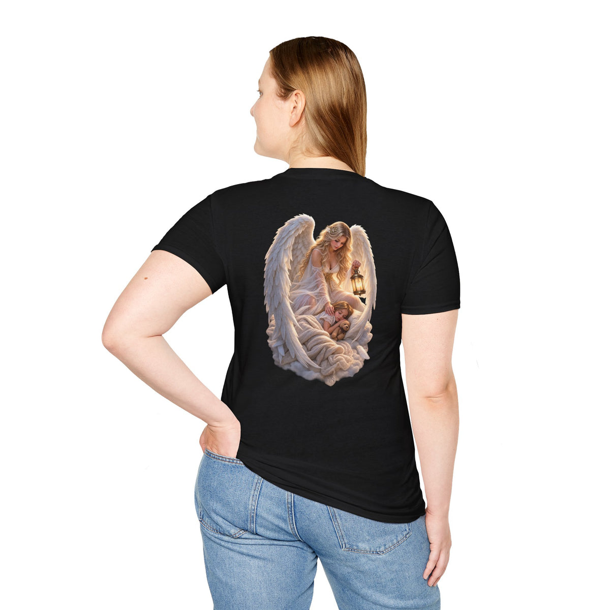 Angel Embrace T-Shirt — Serene Guardian Back Print