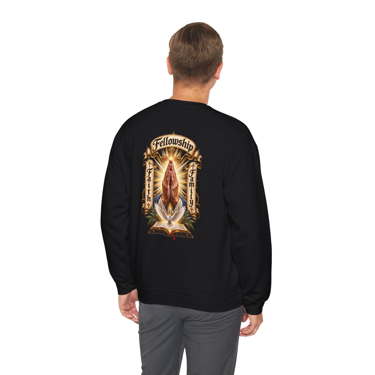 Prayer Hands Sweatshirt — Vintage Sacred Heart Religious Sweatshirt - Personalized