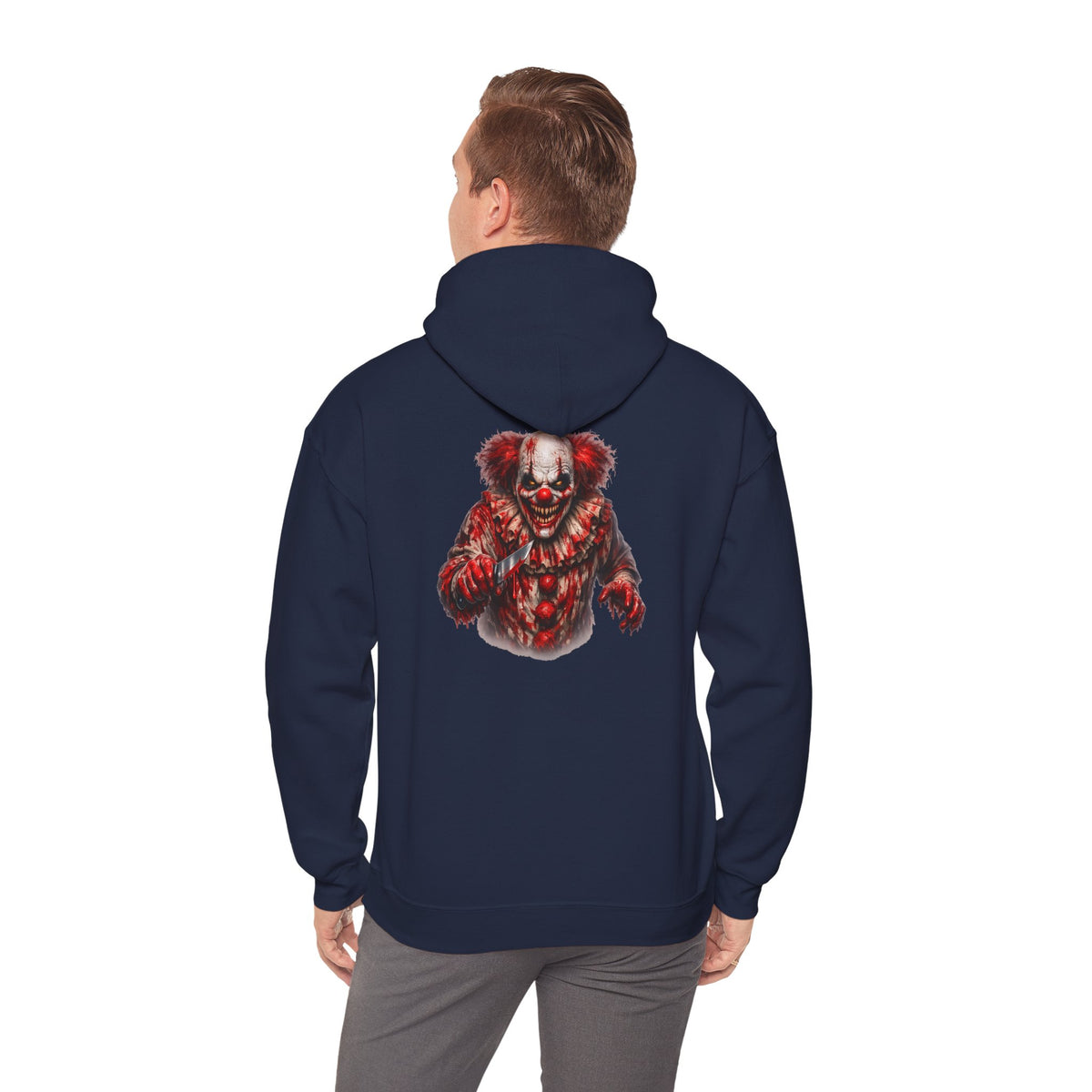 Horror Clown Bear Hoodie — Creepy Bloodied Teddy Graphic Sweatshirt - Personalized