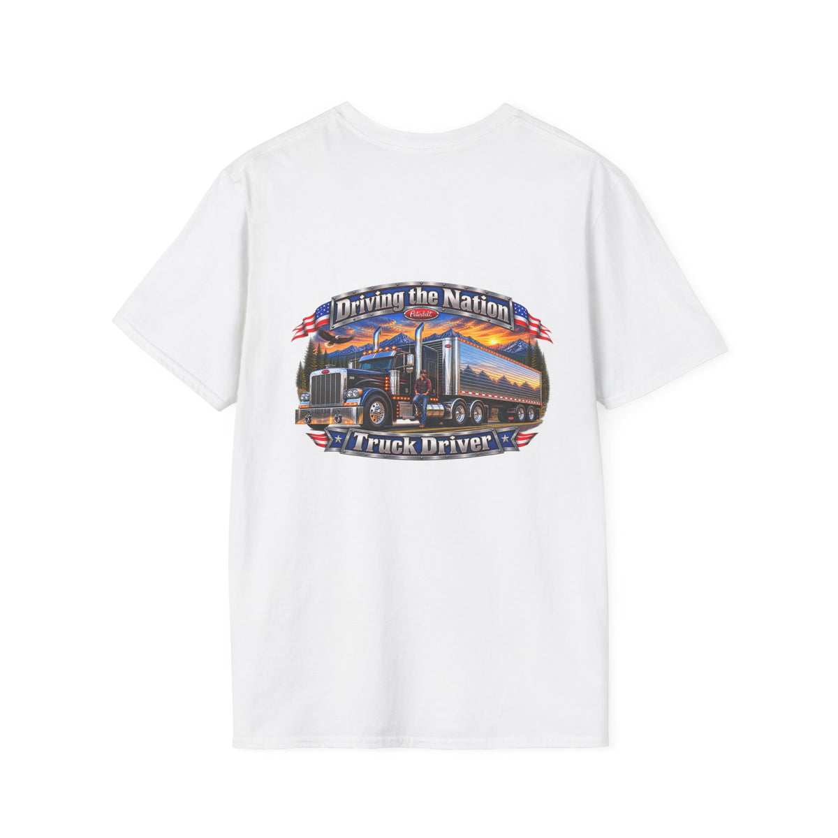 Truck Driver Crewneck T-Shirt— "Driving the Nation" Patriotic Semi-Truck Design - Personalized