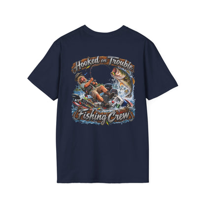 Fishing Crew T-Shirt — "Hooked on Trouble" Graphic T-Shirt - Personalized