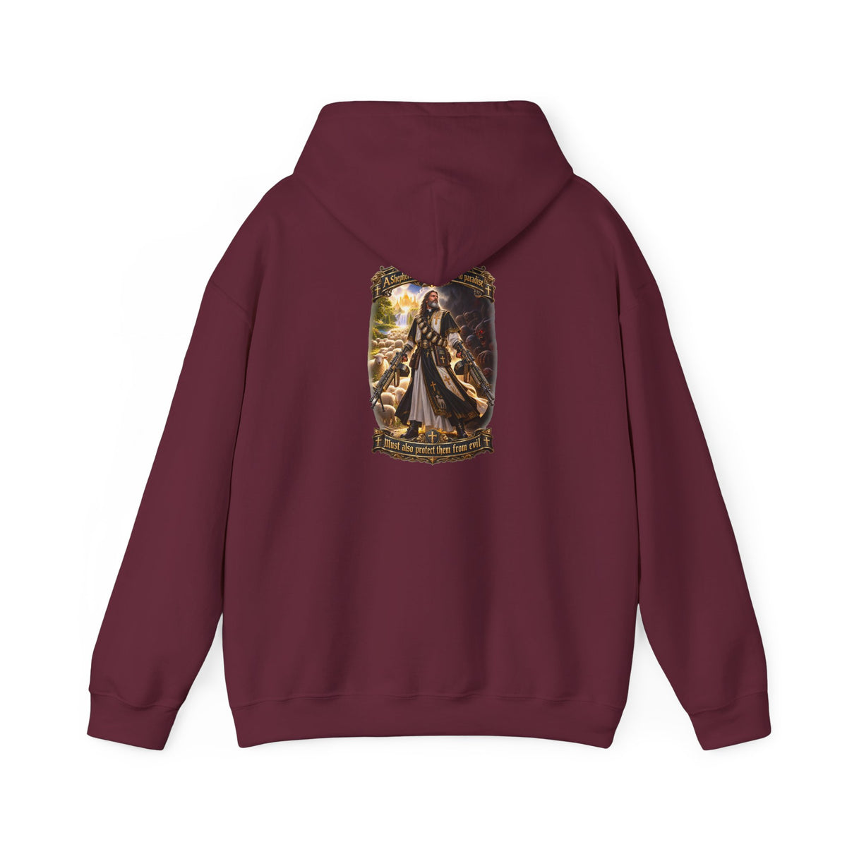 Hoodie: Gothic Angel Guardian Back Print Hoodie – Dark Fantasy Streetwear