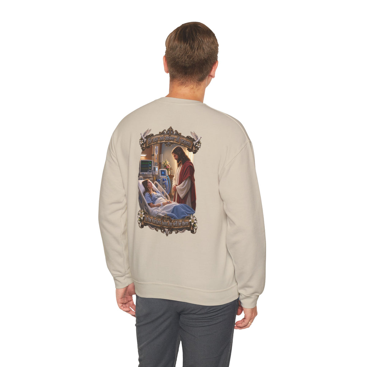Religious Prayer Sweatshirt – Comforting Hospital Scene Pullover - Personalized