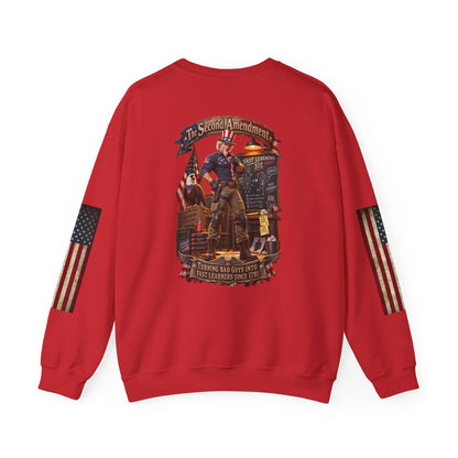 Patriotic Revolutionary War Crewneck Sweatshirt — Vintage American Flag Sleeves