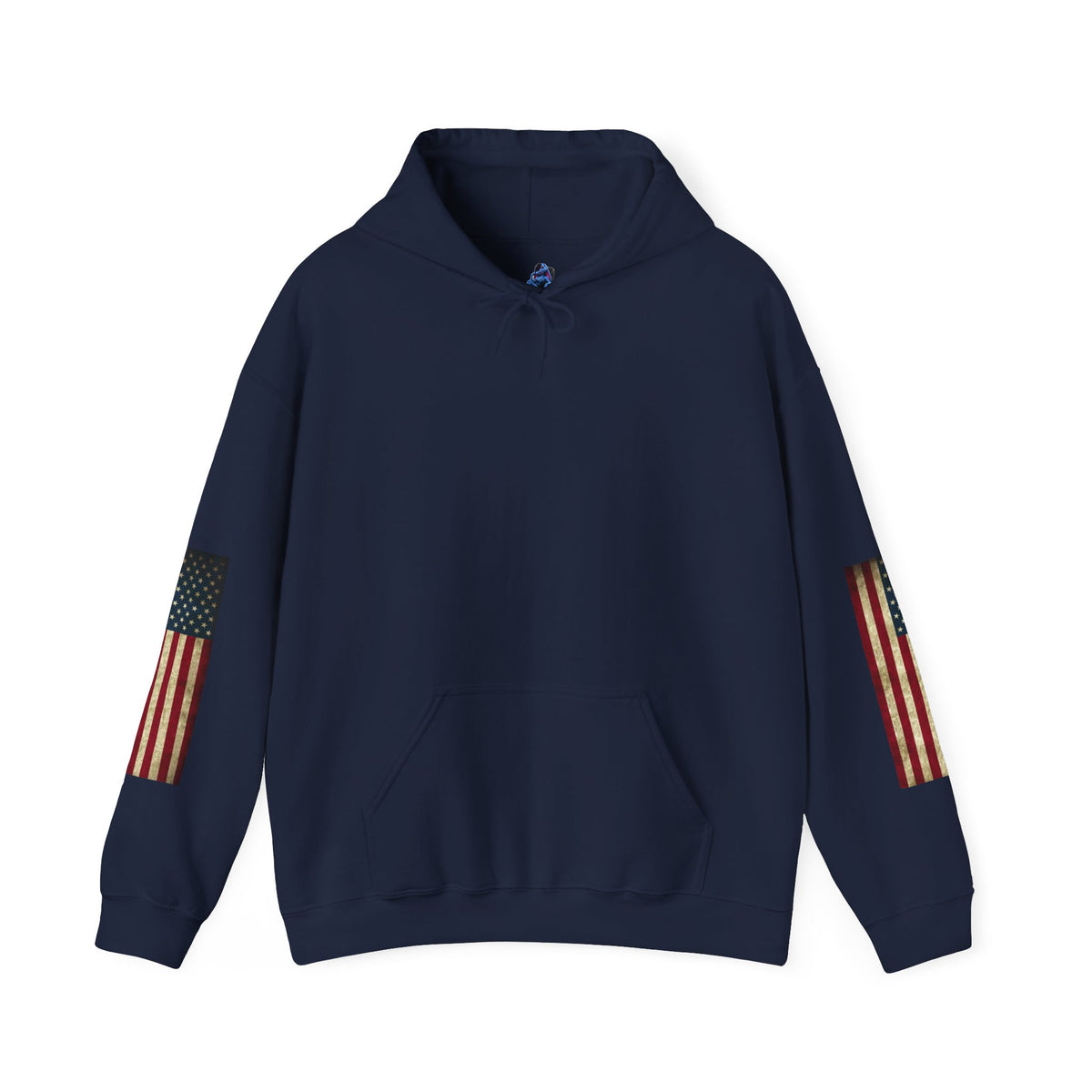 Patriotic Revolutionary War Hoodie — Vintage American Flag Sleeves