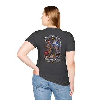 Funny Electrician T-Shirt — 'Powering Up Your Life' Tradesman Gift