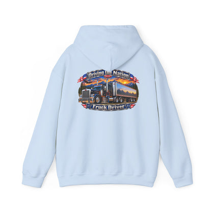 Truck Driver Hoodie — "Driving the Nation" Patriotic Semi-Truck Design - Personalized