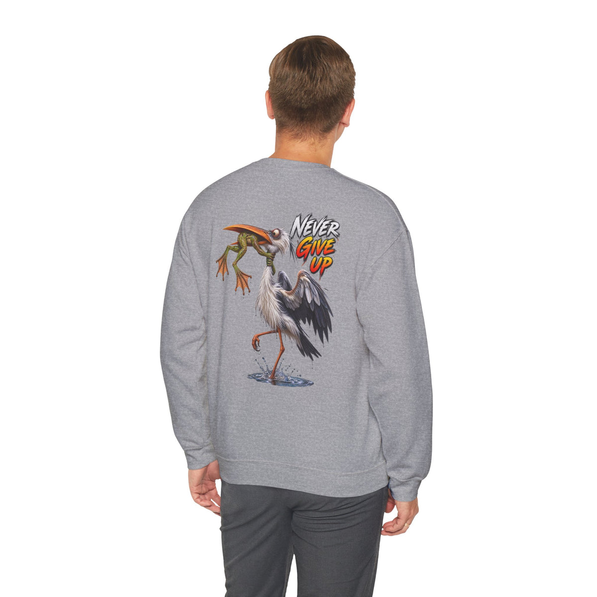 Never Give Up Stork & Frog Crewneck Sweatshirt