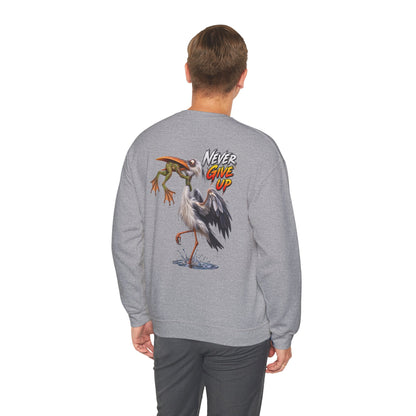 Never Give Up Stork & Frog Crewneck Sweatshirt