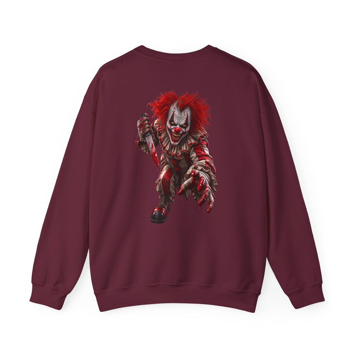 Horror Clown Graphic Sweatshirt — Creepy Red Pennywise Style Back Print - Personalized