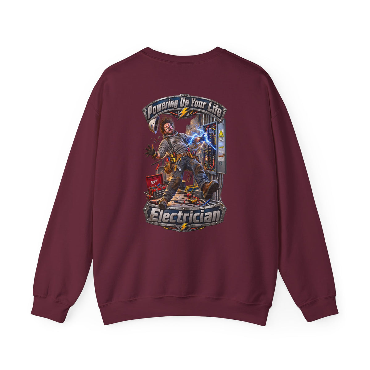 Funny Electrician Crewneck Sweatshirt — 'Powering Up Your Life' Tradesman Gift - Personalized