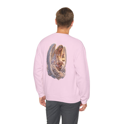 Angel Embrace Crewneck Sweatshirt — Serene Guardian Back Print