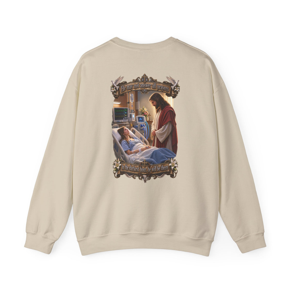 Religious Prayer Sweatshirt – Comforting Hospital Scene Pullover