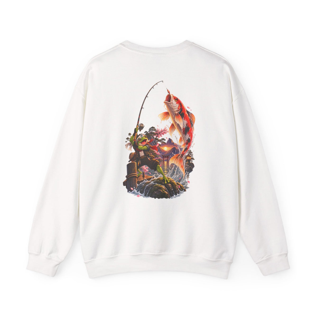 Koi Fishing Crewneck Sweatshirt — Asian Garden Koi Pond Graphic
