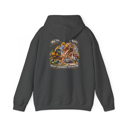 Funny Heavy Equipment Operator Hoodie — "Big Toys for Big Boys" Construction Truck Graphic