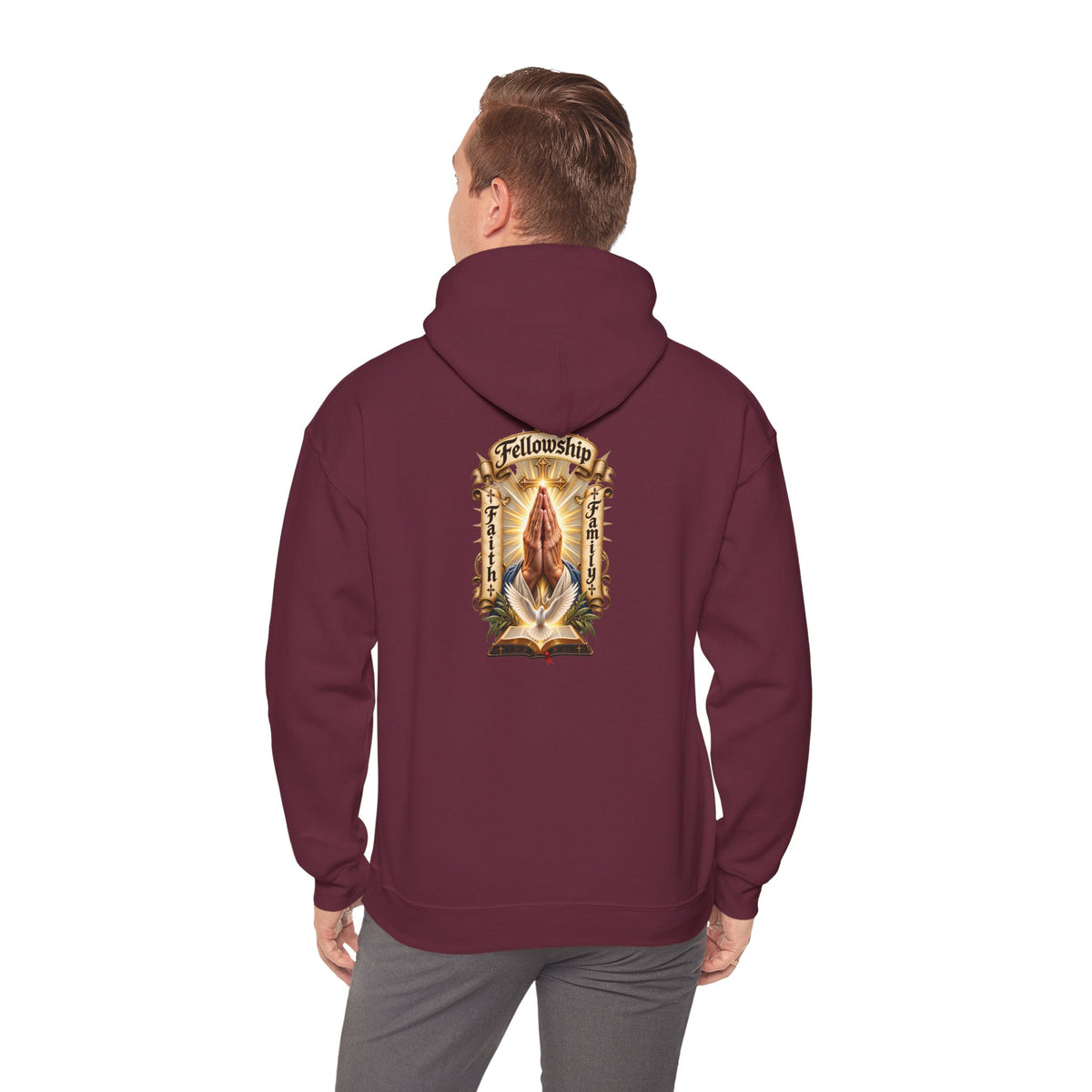 Prayer Hands Hoodie — Vintage Sacred Heart Religious Hoodie - Personalized