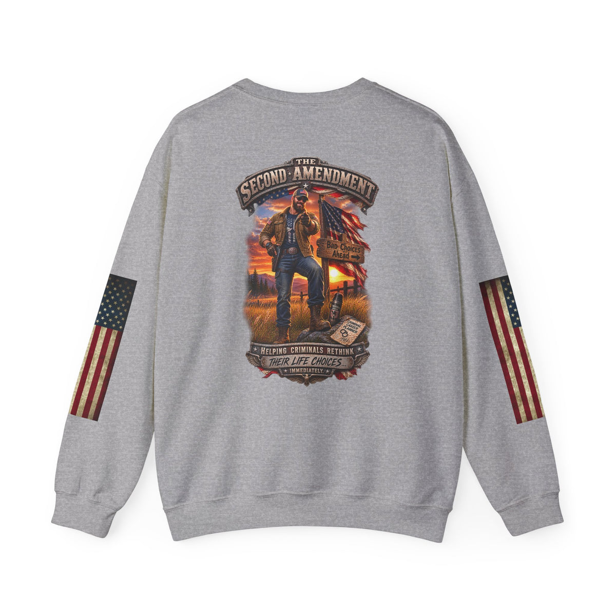 Veteran Tribute Crewneck Sweatshirt — American Flag Sleeve Patriotic Military Sweatshirt - Personalized