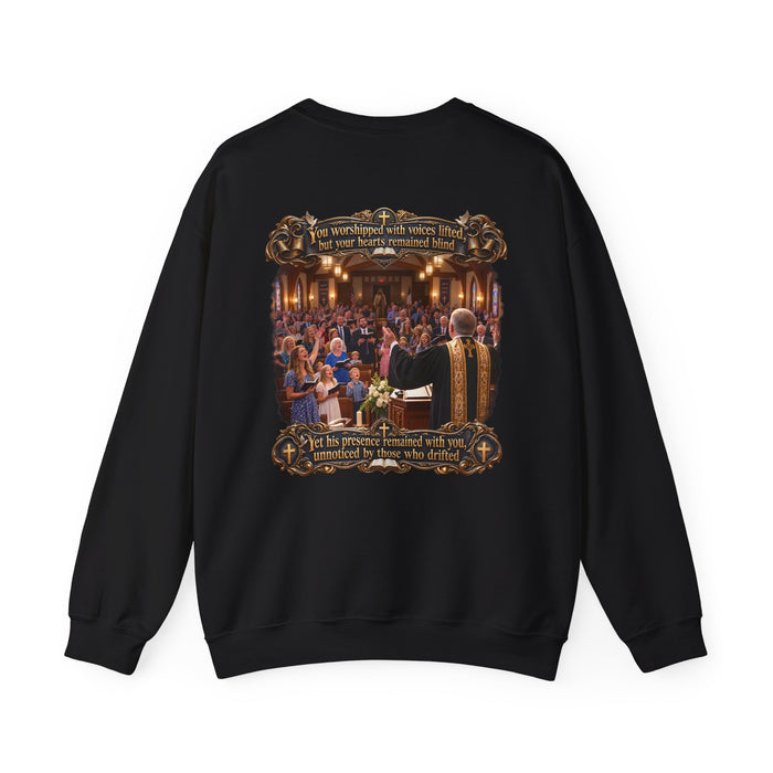 Religious Choir Scene Crewneck Sweatshirt — Church Service Illustration