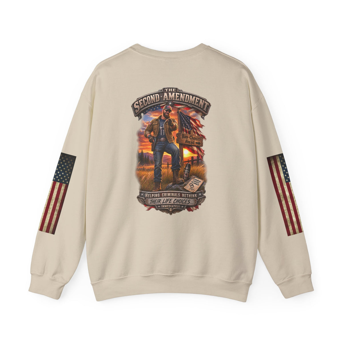 Veteran Tribute Crewneck Sweatshirt — American Flag Sleeve Patriotic Military Sweatshirt - Personalized