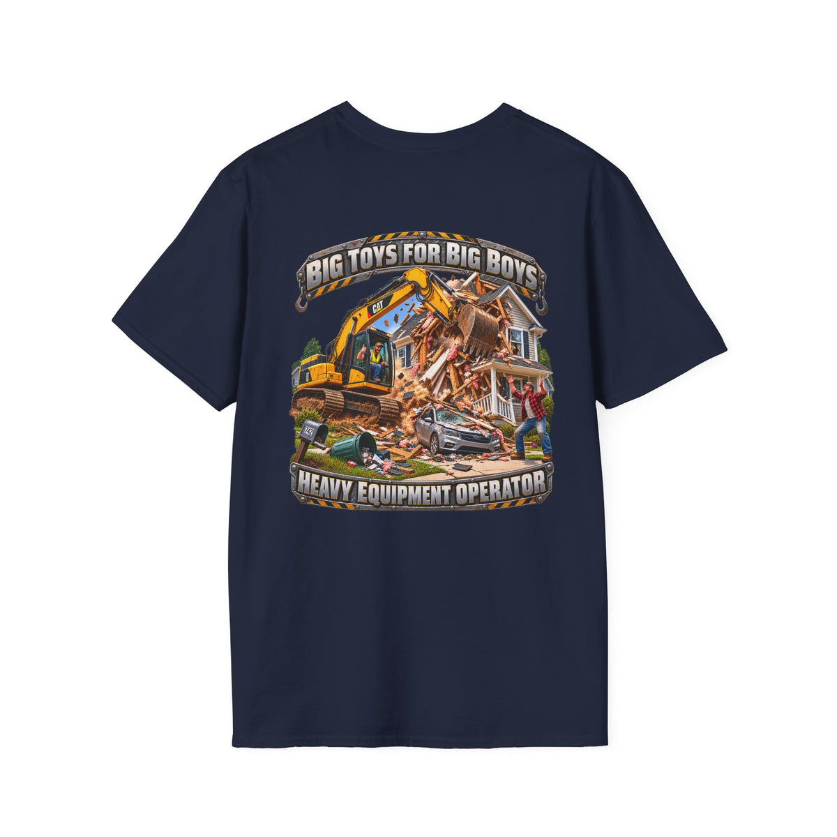 Funny Heavy Equipment Operator T-Shirt — "Big Toys for Big Boys" Construction Truck Graphic
