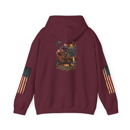 Patriotic Revolutionary War Hoodie — Vintage American Flag Sleeves - Personalized