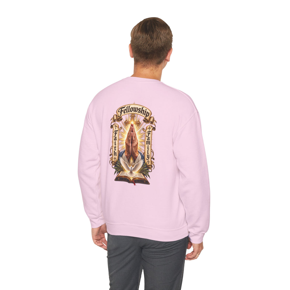 Prayer Hands Sweatshirt — Vintage Sacred Heart Religious Sweatshirt - Personalized