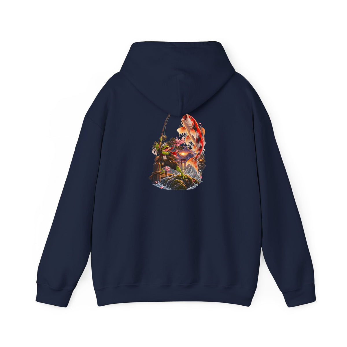 Hoodie - Koi Fish Garden Back Print Hoodie (Japanese Pond, Tranquil Zen Design)