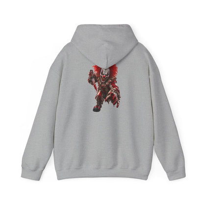 Horror Clown Graphic Hoodie — Creepy Red Pennywise Style Back Print