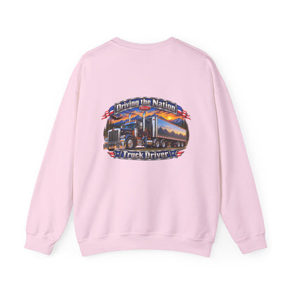 Truck Driver Crewneck Sweatshirt — "Driving the Nation" Patriotic Semi-Truck Design - Personalized