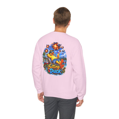 Sitting Duck Graphic Sweatshirt – Colorful Tropical Duck Illustration