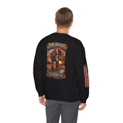Veteran Tribute Crewneck Sweatshirt— American Flag Sleeve Patriotic Military Sweatshirt