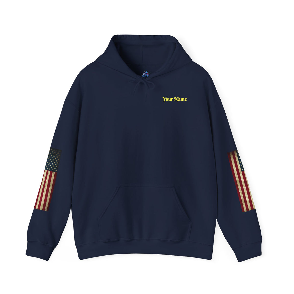 Patriotic Veteran Tribute Hoodie — American Flag Sleeves & Military Honor Back Print - Personalized