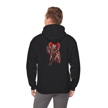 Horror Clown Graphic Hoodie — Creepy Red Pennywise Style Back Print