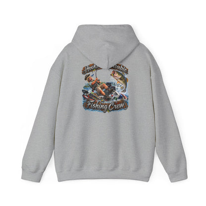 Fishing Crew Hoodie — "Hooked on Trouble" Graphic Hoodie