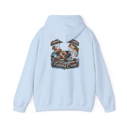 Fishing Crew Hoodie — "Hooked on Trouble" Graphic Hoodie