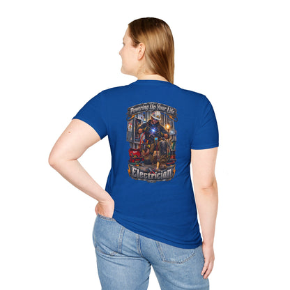 Electrician Crewneck T-Shirt — 'Powering Up Your Life' Tradesman Gift - Personalized