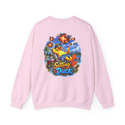 Sitting Duck Graphic Sweatshirt – Colorful Tropical Duck Illustration