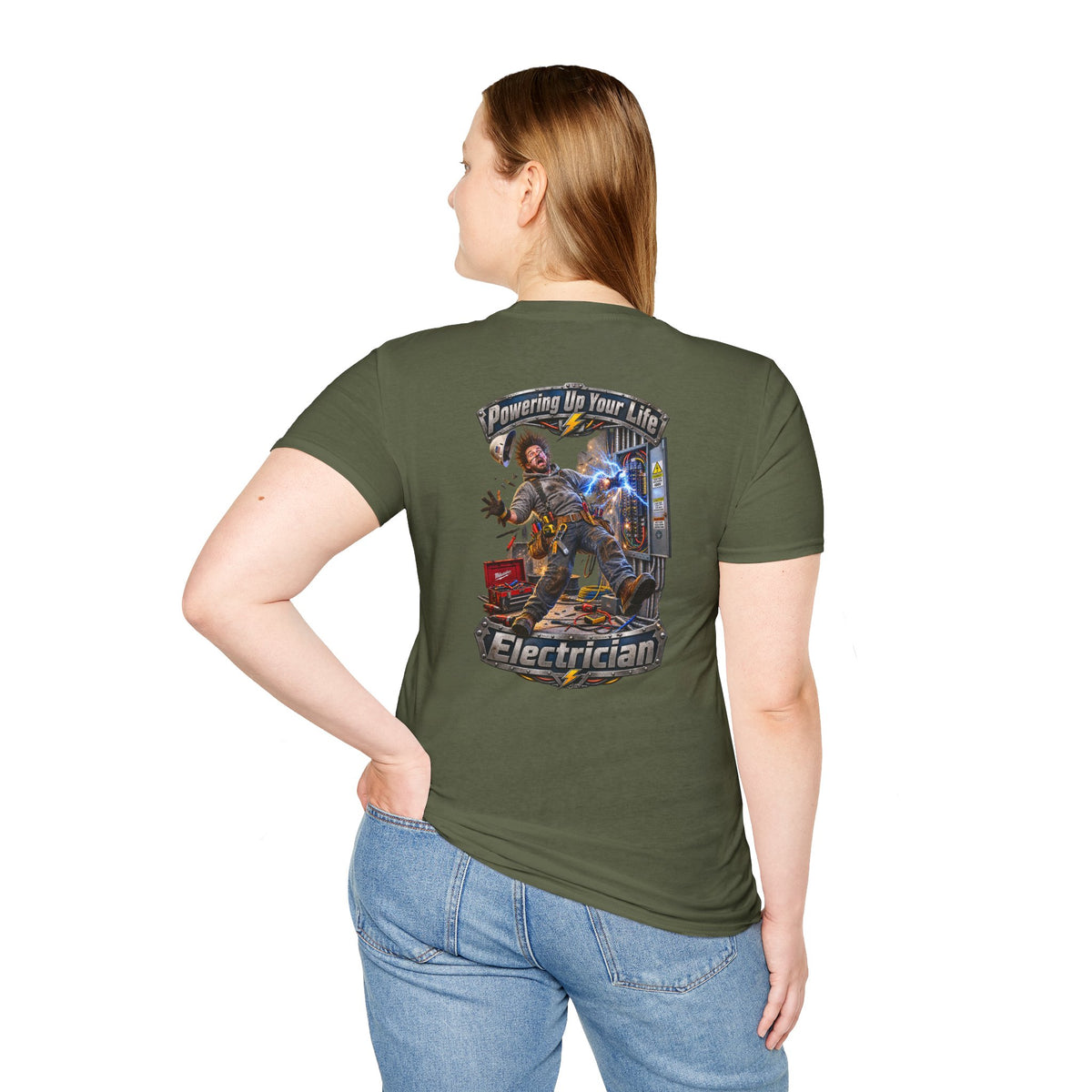 Funny Electrician T-Shirt — 'Powering Up Your Life' Tradesman Gift