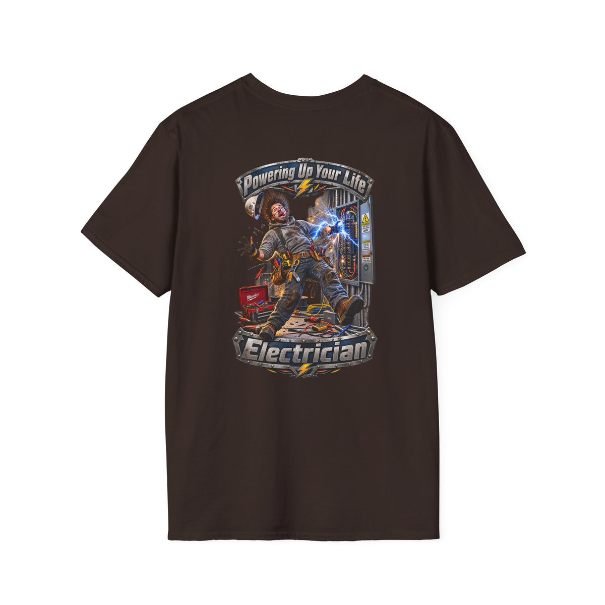 Funny Electrician Crewneck T-Shirt — 'Powering Up Your Life' Tradesman Gift - Personalized