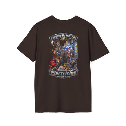 Funny Electrician Crewneck T-Shirt — 'Powering Up Your Life' Tradesman Gift - Personalized