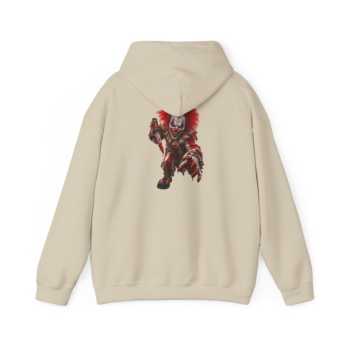 Horror Clown Graphic Hoodie — Creepy Red Pennywise Style Back Print - Personalized