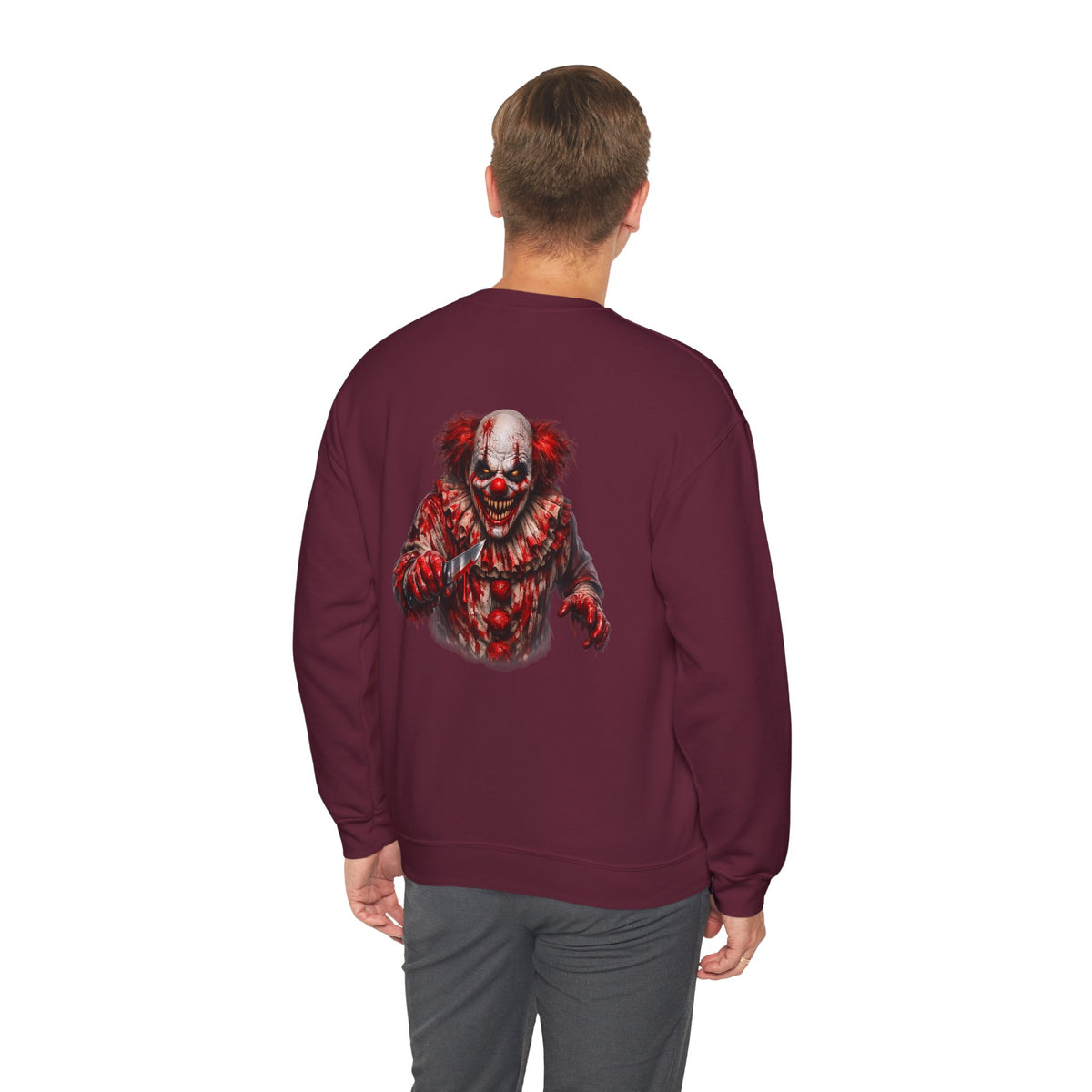 Horror Clown Bear Sweatshirt — Creepy Bloodied Teddy Graphic Sweatshirt - Personalized